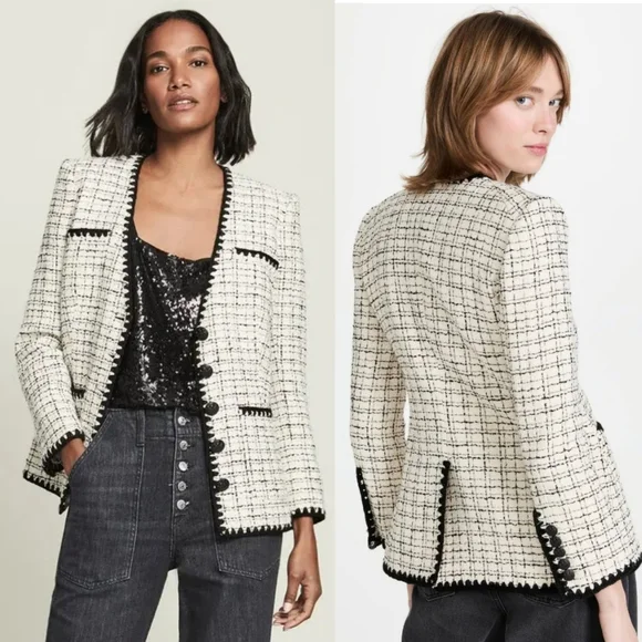 Veronica Beard Albia tweed jacket size 6 black and white new with tag